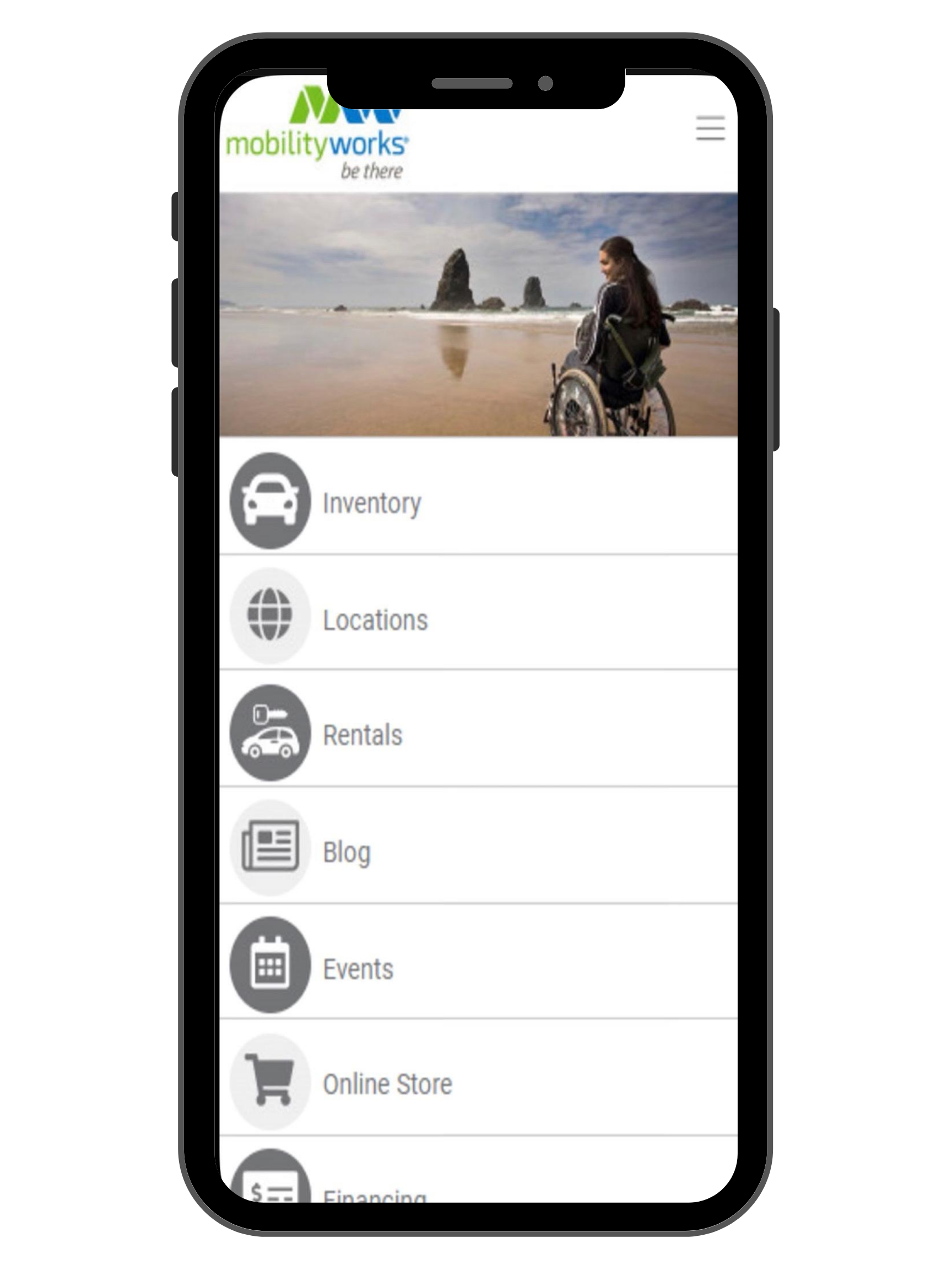Handicapped Accessible Phone App Screen - Mobility Works