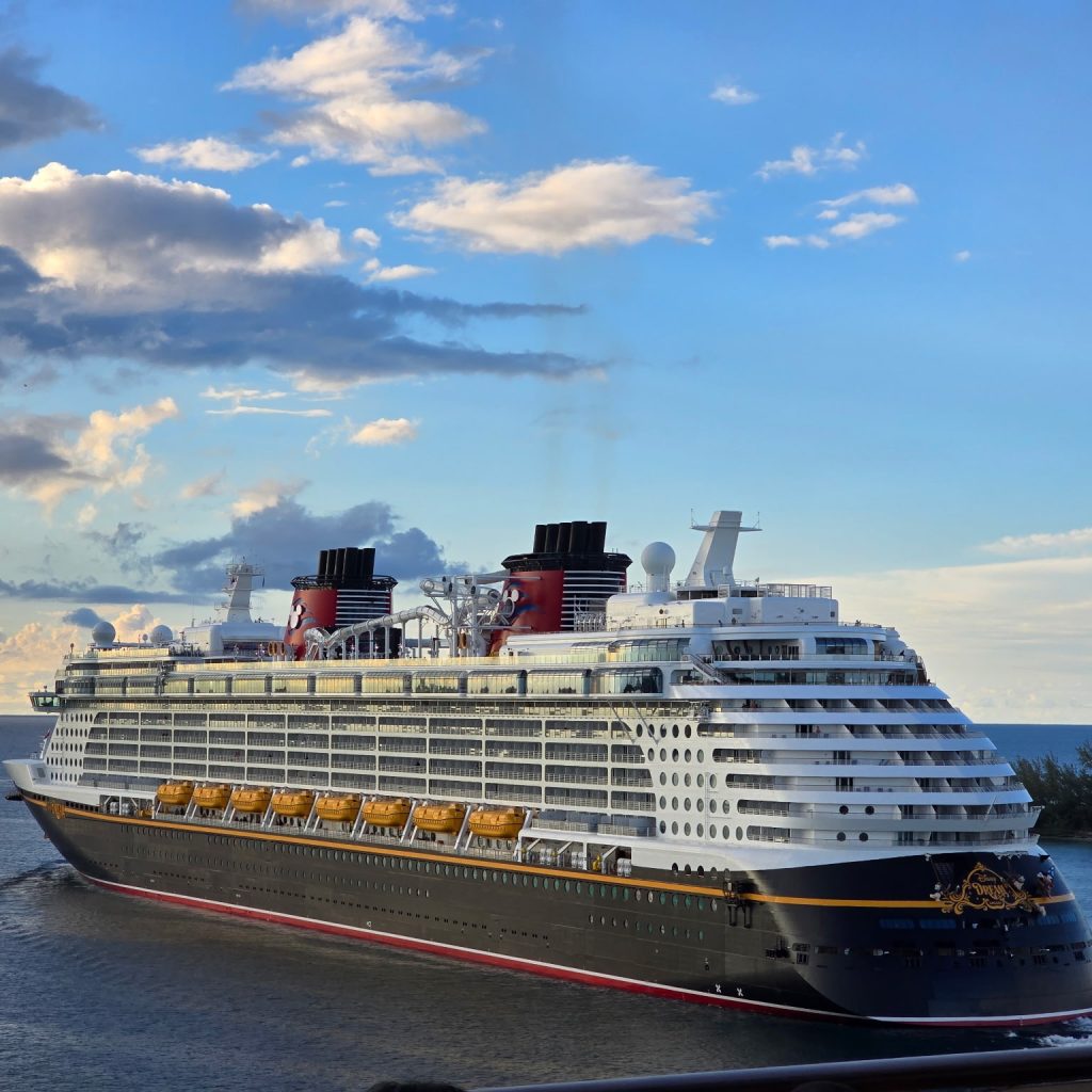 Disney Dream cruise ship leaving Nassau, Bahamas.