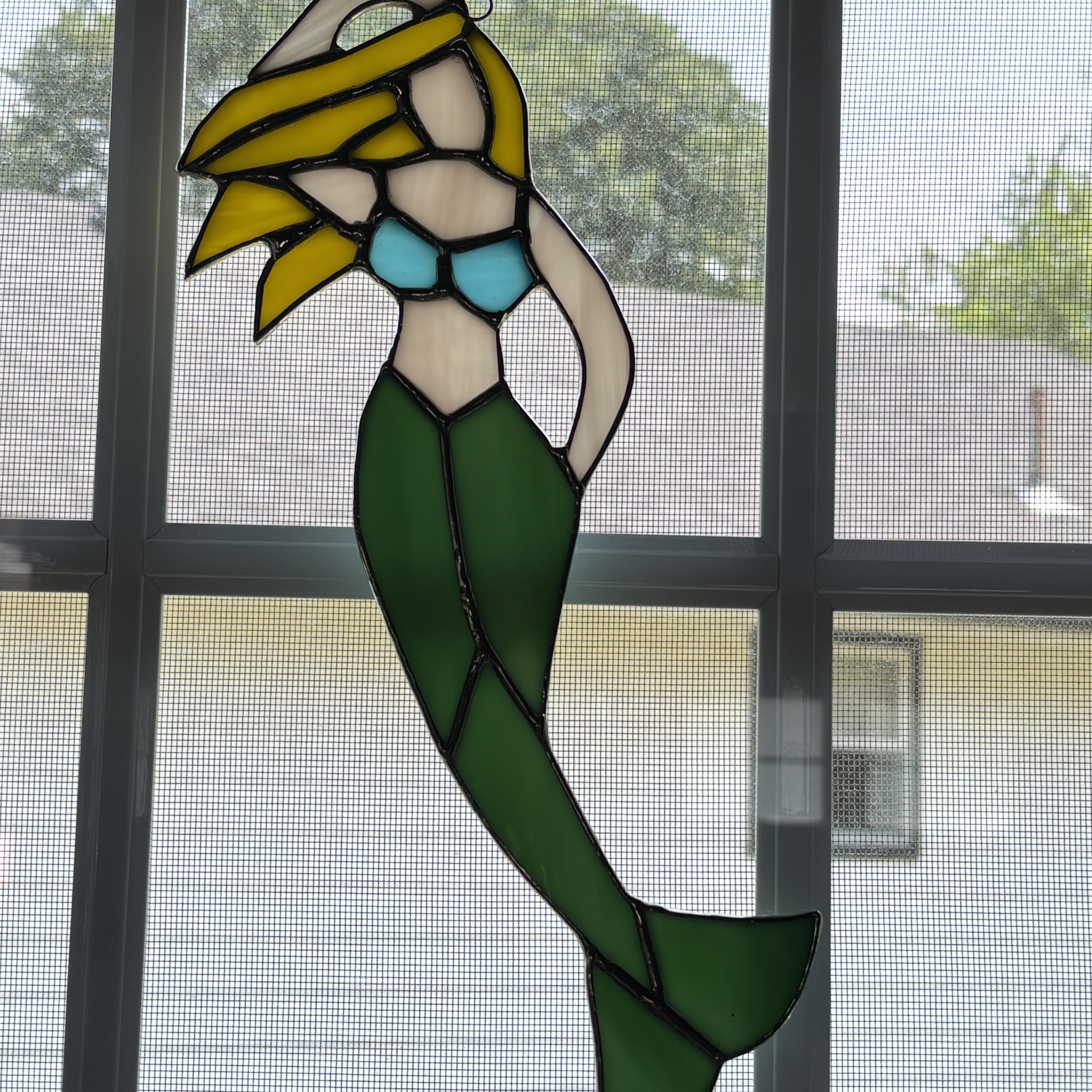 Lori's stained glass art: mermaid.